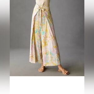 - Maeve Wide Leg Linen Wrapped Pants Size 2